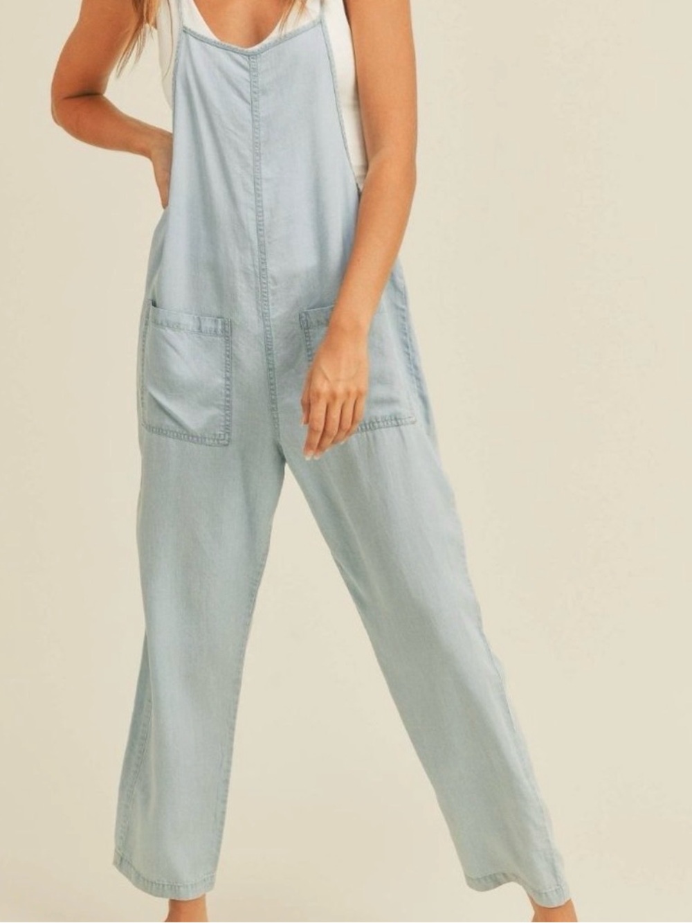 Miou Muse Light Blue Women's Denim-Style Overalls